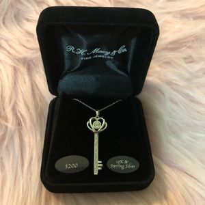Diamond Key Necklace Sterling Silver & 10k Gold